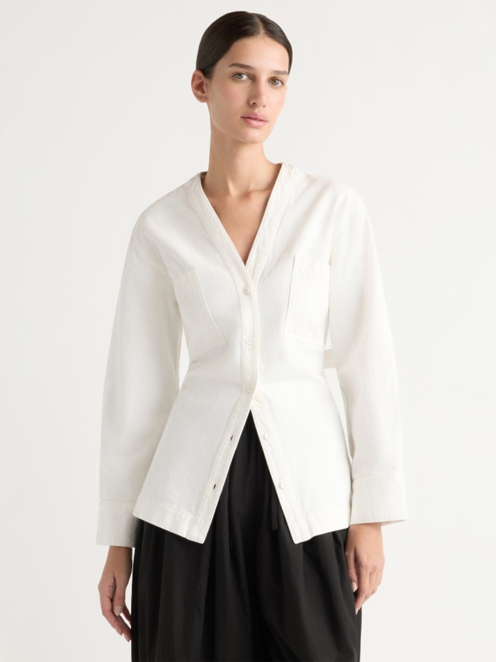 Modern Citizen Emmett Cinch-Waist Denim Jacket Size MWhite / M